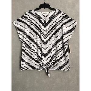 Allison Dailey Stripe Top Woman's 2X Tie Dye Cap Sleeve NEW